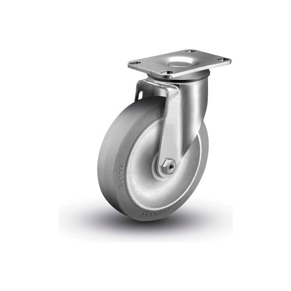 Colson 2 Series Swivel Plate Caster 2.05256.441 - Rubber on Polyolefin 5" Dia. 325 Lb. Cap.